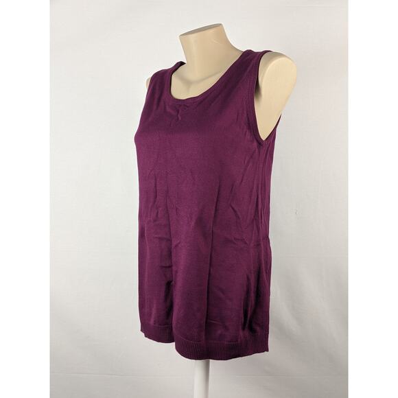 Susan Graver Small Purple Sweater Vest Crew Neck Sleeveless Knit Career Workwear - Picture 2 of 6